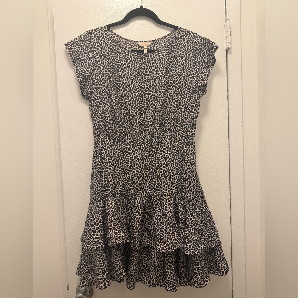 Rebecca Taylor Black and White Leopard Print Mini Dress
